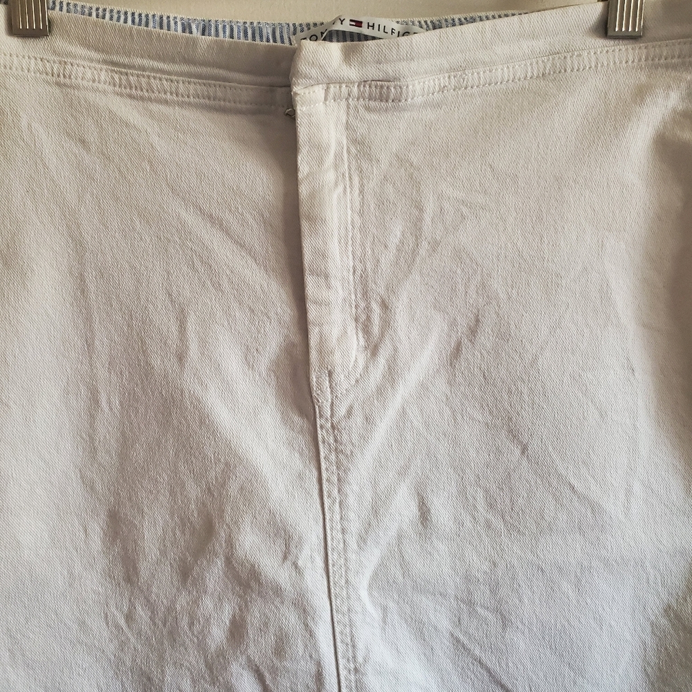 VTG Y2k Tommy Hilfiger White Denim Skirt Size 10 90s Preppy Coastal Western - Picture 3 of 13
